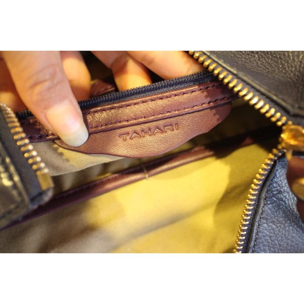 Tahari Navy Blue/Purple Pebbled Leather Crossbody Bag ([PU3000 - Picture 7 of 7